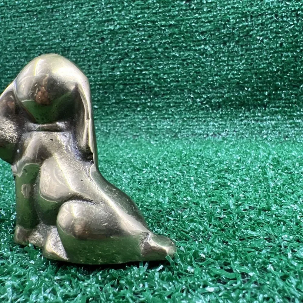 Vintage Brass Sitting Dog Figure Brass Statue Paperweight Or‎ Home/Office Decor